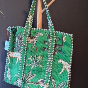Green Animal Print Tote Bag